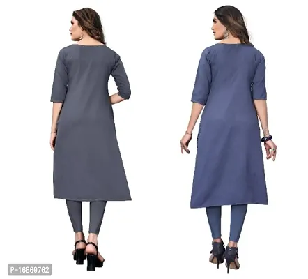 Sanskruti fashion Women's Crepe Digital Print Straight Kurta (Pack Of 2)LightGreyBlueGrey-thumb4