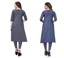 Sanskruti fashion Women's Crepe Digital Print Straight Kurta (Pack Of 2)LightGreyBlueGrey-thumb3