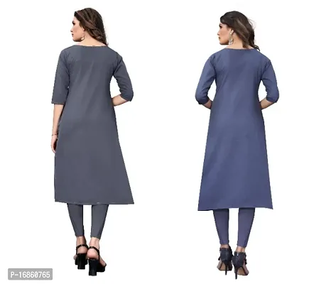 Sanskruti fashion Women's Crepe Digital Print Straight Kurta (Pack Of 2)LightGreyBlueGrey-thumb4