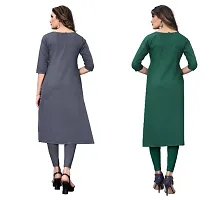 Sanskruti fashion Women's Crepe Digital Print Straight Kurta (Pack Of 2)LightGreyOliveGreen-thumb3