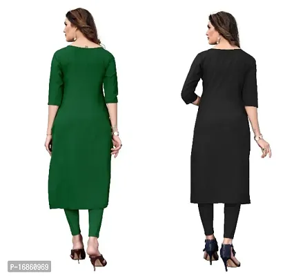 Sanskruti fashion Women's Crepe Digital Print Straight Kurta (Pack Of 2)ForestGreenBlack-thumb4