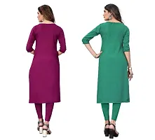 Sanskruti fashion Women's Crepe Digital Print Straight Kurta (Pack Of 2)DarkPurpelSpringGreen-thumb3