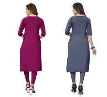 Sanskruti fashion Women's Crepe Digital Print Straight Kurta (Pack Of 2)DarkPurpelDimGrey-thumb3