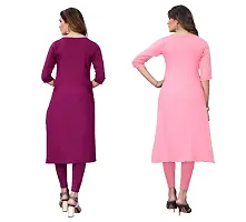 Sanskruti fashion Women's Crepe Digital Print Straight Kurta (Pack Of 2)DarkPurpelRosePink-thumb3