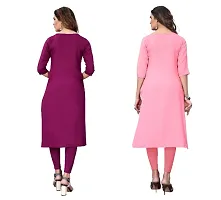 Sanskruti fashion Women's Crepe Digital Print Straight Kurta (Pack Of 2)DarkPurpelTomatoPink-thumb3