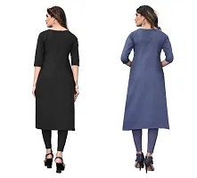 Sanskruti fashion Womens Crepe Digital Print Straight Kurta (Pack Of 2)SaddleBrownBlueGrey-thumb3