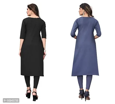 Sanskruti fashion Womens Crepe Digital Print Straight Kurta (Pack Of 2)SaddleBrownBlueGrey-thumb4