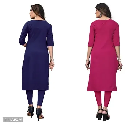 Women's Crepe Digital Print Straight Kurta (Pack Of 2)NavyBlueDeepPink-thumb2