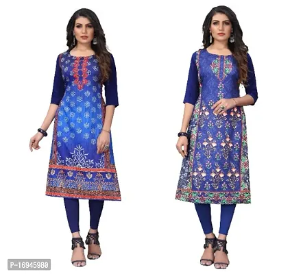 Sanskruti fashion Womens Crepe Digital Print Straight Kurta (Pack Of 2)-thumb0