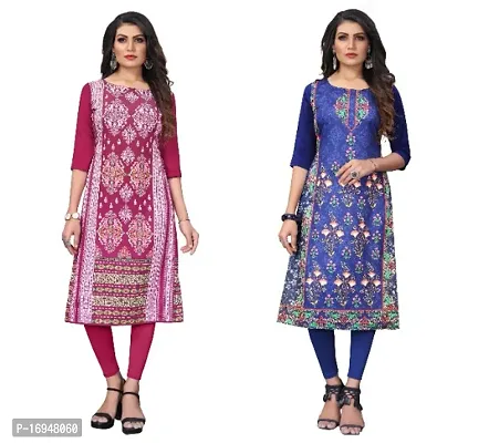 Sanskruti fashion Womens Crepe Digital Print Straight Kurta (Pack Of 2)