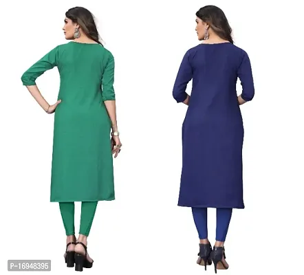 Sanskruti fashion Women's Crepe Digital Print Straight Kurta (Pack Of 2)SpringGreenDarkBlue-thumb2