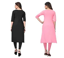 Sanskruti fashion Women's Crepe Digital Print Straight Kurta (Pack Of 2)Black pink-thumb2