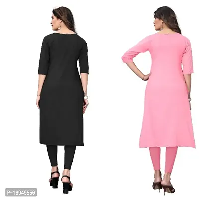 Sanskruti fashion Women's Crepe Digital Print Straight Kurta (Pack Of 2)Black pink-thumb3