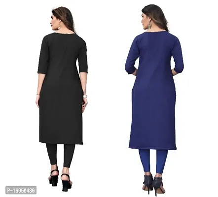 Sanskruti fashion Womens Crepe Digital Print Straight Kurta (Pack Of 2)BlackNavyBlue-thumb4