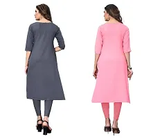 Sanskruti fashion Women's Crepe Digital Print Straight Kurta (Pack Of 2)DimGreyRosePink-thumb3