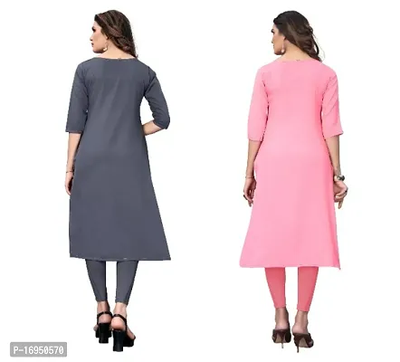 Sanskruti fashion Women's Crepe Digital Print Straight Kurta (Pack Of 2)DimGreyRosePink-thumb4