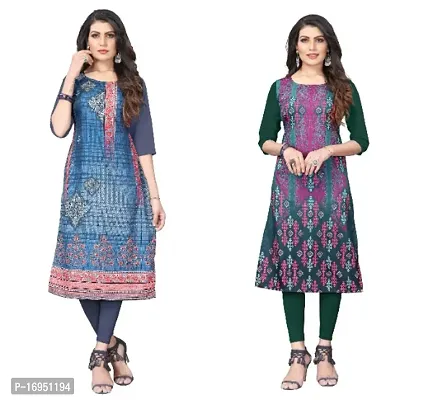 Classic Crepe Printed Kurtis for Women, Pack of 2