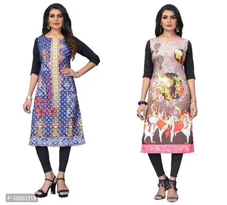 Classic Crepe Printed Kurtis for Women, Pack of 2-thumb0