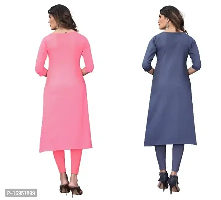 Sanskruti fashion Women's Crepe Digital Print Straight Kurta (Pack Of 2)PinkBlueGrey-thumb4