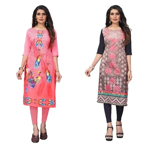 Reliable Crepe Straight Kurta For Women- Pack Of 2