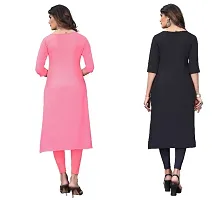 Sanskruti fashion Women's Crepe Digital Print Straight Kurta (Pack Of 2)PinkNavyBlue-thumb3