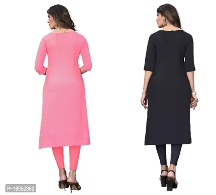 Sanskruti fashion Women's Crepe Digital Print Straight Kurta (Pack Of 2)PinkNavyBlue-thumb4