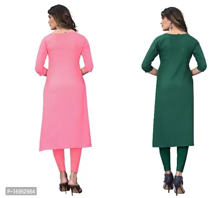 Sanskruti fashion Womens Crepe Digital Print Straight Kurta (Pack Of 2)RosepinkOliveGreen-thumb4