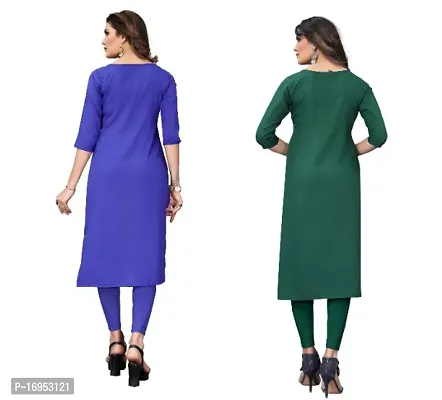 Sanskruti fashion Women's Crepe Digital Print Straight Kurta (Pack Of 2)NavyBlue OliveGreen-thumb4