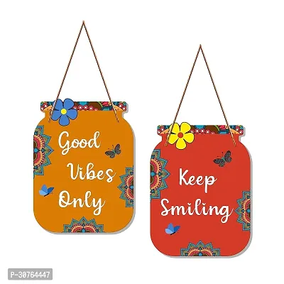 Good Vibes Only Quote Decorative Wall Art MDF Wooden Wall Hanger for Living Room-thumb0