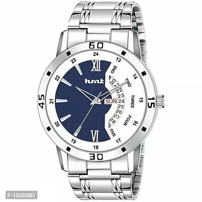 Buy Elegant HMT B W Dial Stainless Steel Day Date Analog Watch