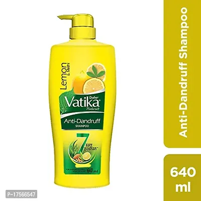 Dabur Vatika Lemon Anti-Dandruff Shampoo - 640ml | Reduces Dandruff from 1st wash | Moisturises Scalp | Provides Gentle Cleansing, Conditioning  Nourishment to Hair-thumb0