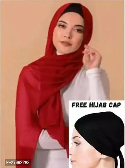 Classic Georgette Solid Stole for Women with Hijab Cap