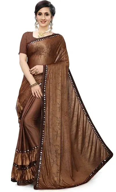 Stylish Fancy Lycra Blend Saree With Blouse Piece For Women