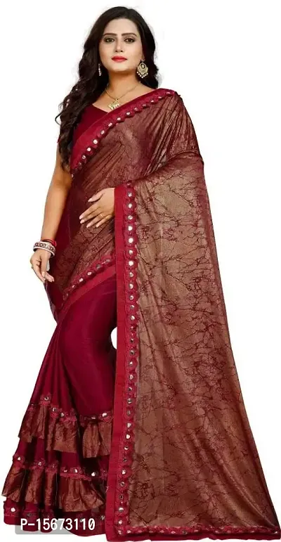 Keltax Store Women's Lycra Saree with Unstitched Blouse Piece {Maroon}-thumb0