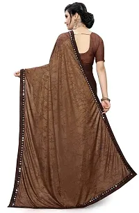 Keltax Store Women's Lycra Saree with Unstitched Blouse Piece (Brown)-thumb1