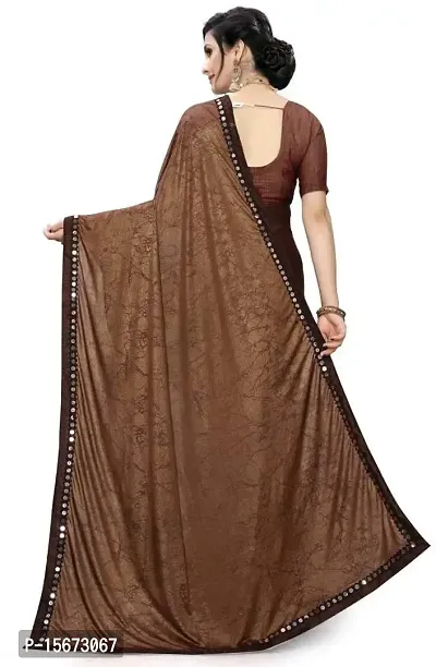 Keltax Store Women's Lycra Saree with Unstitched Blouse Piece (Brown)-thumb2