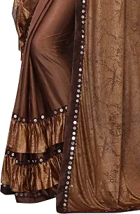 Keltax Store Women's Lycra Saree with Unstitched Blouse Piece (Brown)-thumb3