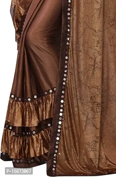 Keltax Store Women's Lycra Saree with Unstitched Blouse Piece (Brown)-thumb4