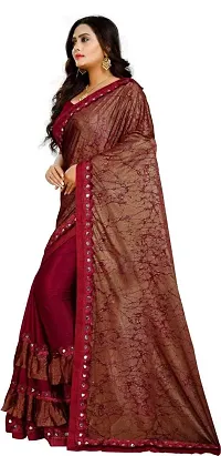 Keltax Store Women's Lycra Saree with Unstitched Blouse Piece {Maroon}-thumb2