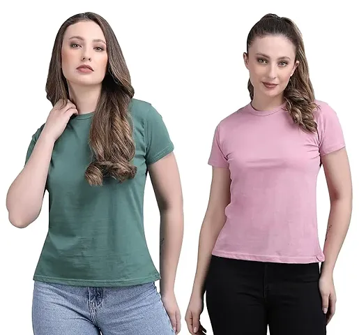 Trendy Round Neck T-Shirt for Women Pack Of 2