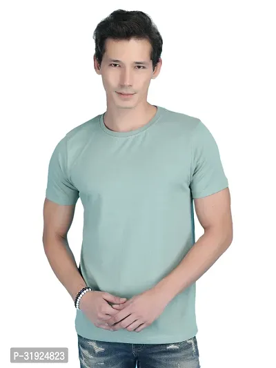 Stylish Cotton Solid Round Neck Tees for Men-thumb0