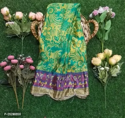 Beautiful Crepe Printed Saree With Blouse Piece-thumb0