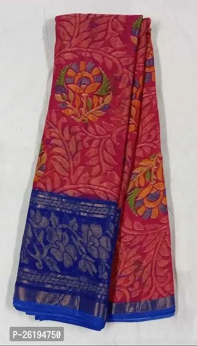 Stylish Brasso Red Printed Saree with Blouse piece-thumb0