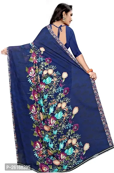 Elegant Multicoloured Chiffon Printed Saree with Blouse piece-thumb2