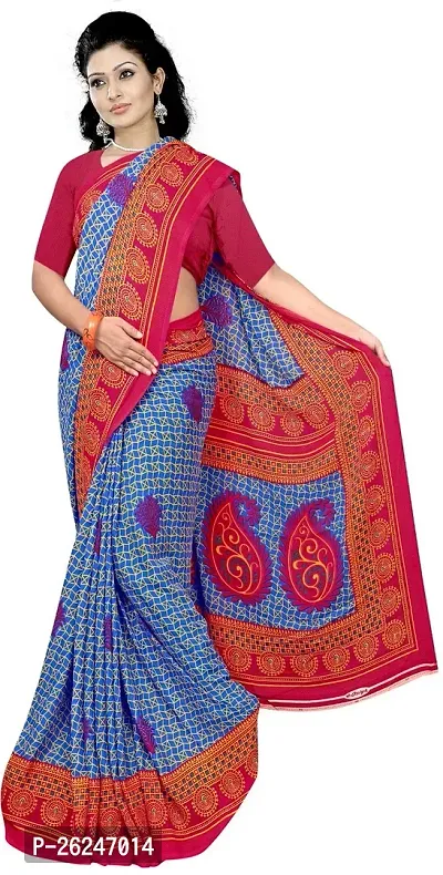 Elegant Multicoloured Chiffon Saree with Blouse piece For Women