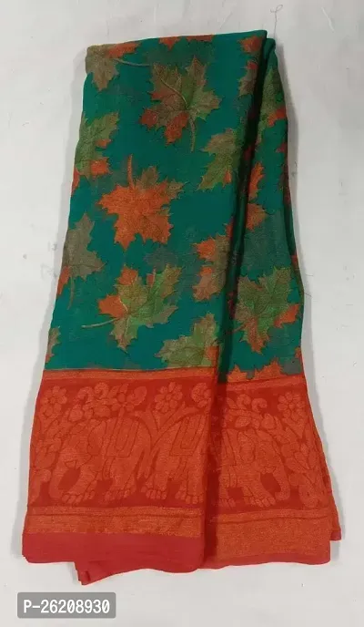 Beautiful Chiffon Printed Saree With Blouse Piece
