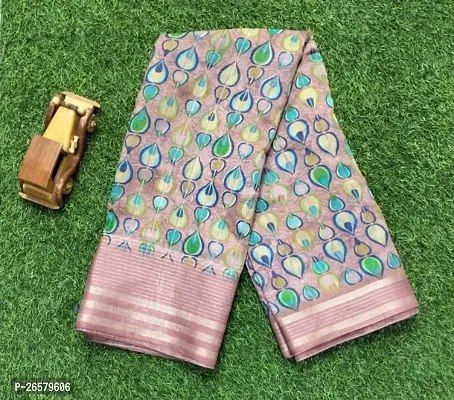 Fancy linen printed saree with blouse