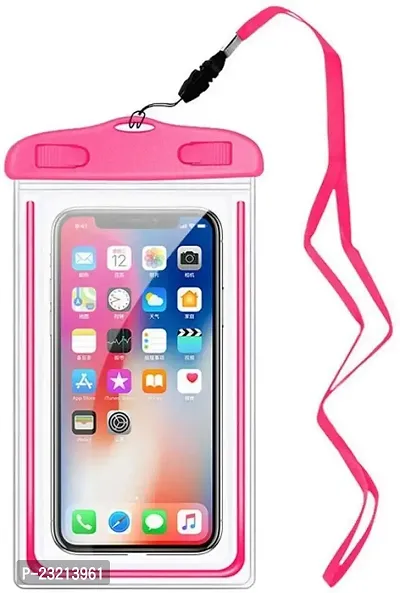 iVoltaa Universal Waterproof Case Pouch Dry Bag for Most Mobiles  Accessories with Lanyard -Pink-thumb0