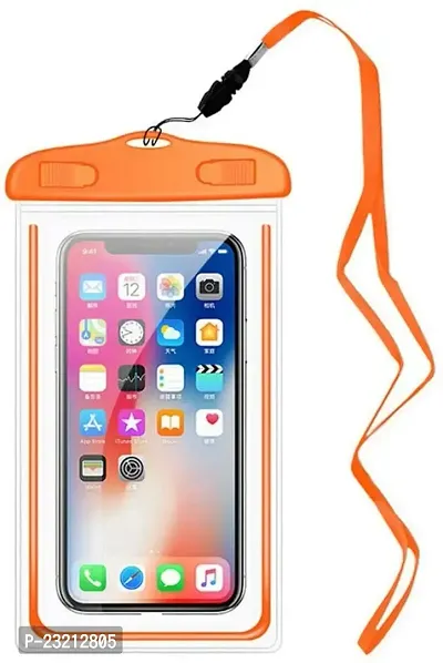 iVoltaa Universal Waterproof Case Pouch Dry Bag for Most Mobiles  Accessories with Lanyard -Orange-thumb0