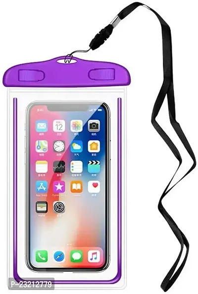 iVoltaa Universal Waterproof Case Pouch Dry Bag for Most Mobiles  Accessories with Lanyard -Purple-thumb0